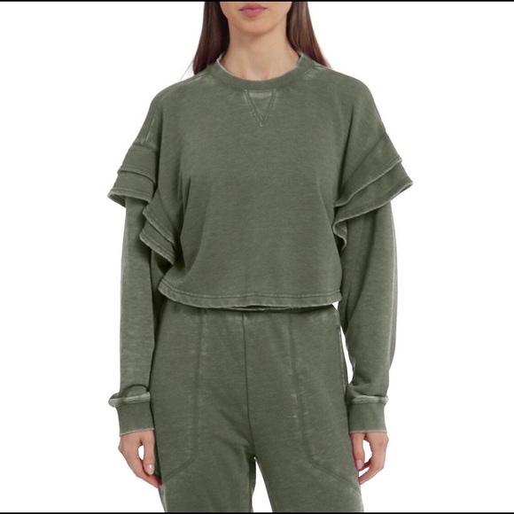 🥰 Lounge Set Ruffle Crop High Waist Jogger 7forallmankind - Picture 11 of 11